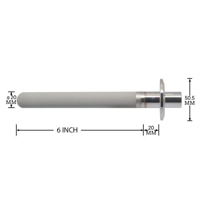 QiiMii Stainless Steel Ferrule TC 1.5" Tri-Clamp Diffusion Stone, 2 Micron Aeration Stone, Carbonation Stone with 1/4" NPT CO2 inlet (6" Length, 1/4" Female NPT) - Image 2